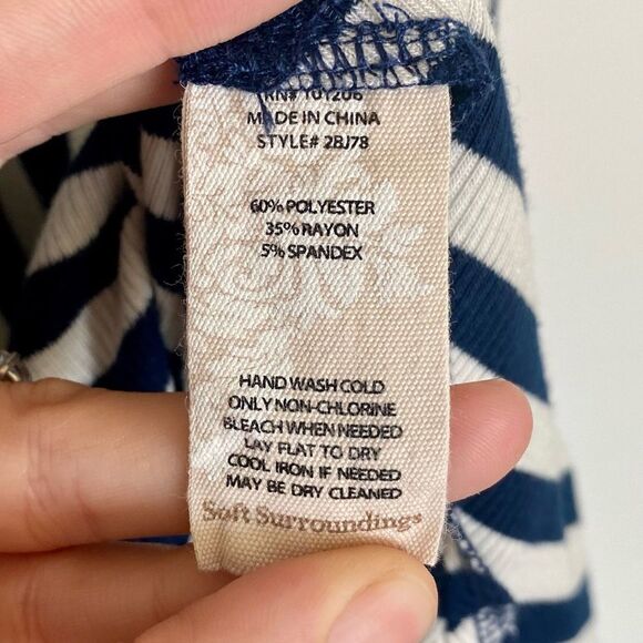 Soft Surroundings Vivianna Asymmetric Stripe Ribbed Flowy Midi Dress Size XS - Picture 7 of 9